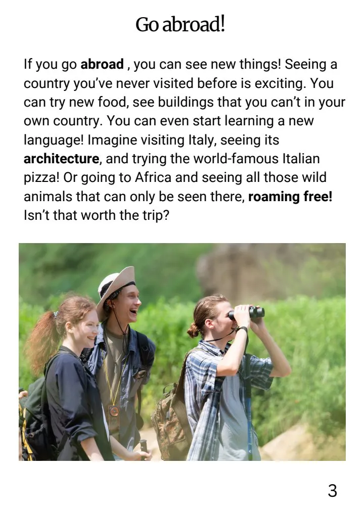 الصفحة 3: Go abroad!